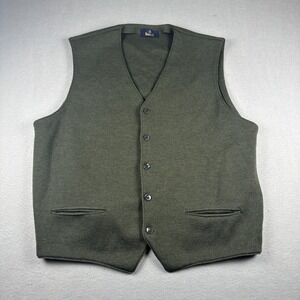 Vintage Barbisio Italy 100% Wool Vest Mens Waistcoat Olive Brown Made in Italy L